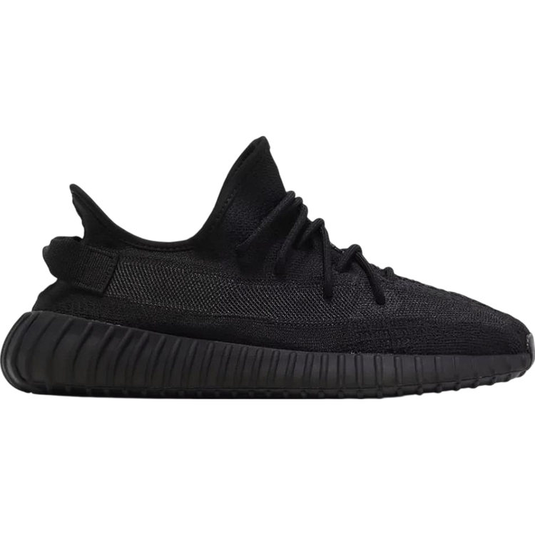 adidas Yeezy Boost 350 V2 sneakers in Onyx — all-black Yeezy design with Boost cushioning and breathable knit upper.