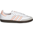 adidas Samba OG W women’s sneakers in Cloud White, Clear Orange, and Semi Coral — vintage adidas design with a modern, colorful twist.