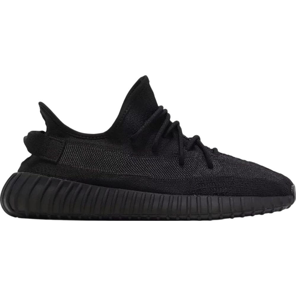 adidas Yeezy Boost 350 V2 sneakers in Onyx — all-black Yeezy design with Boost cushioning and breathable knit upper.