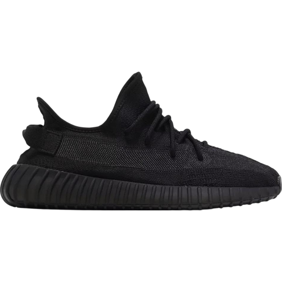 adidas Yeezy Boost 350 V2 sneakers in Onyx — all-black Yeezy design with Boost cushioning and breathable knit upper.